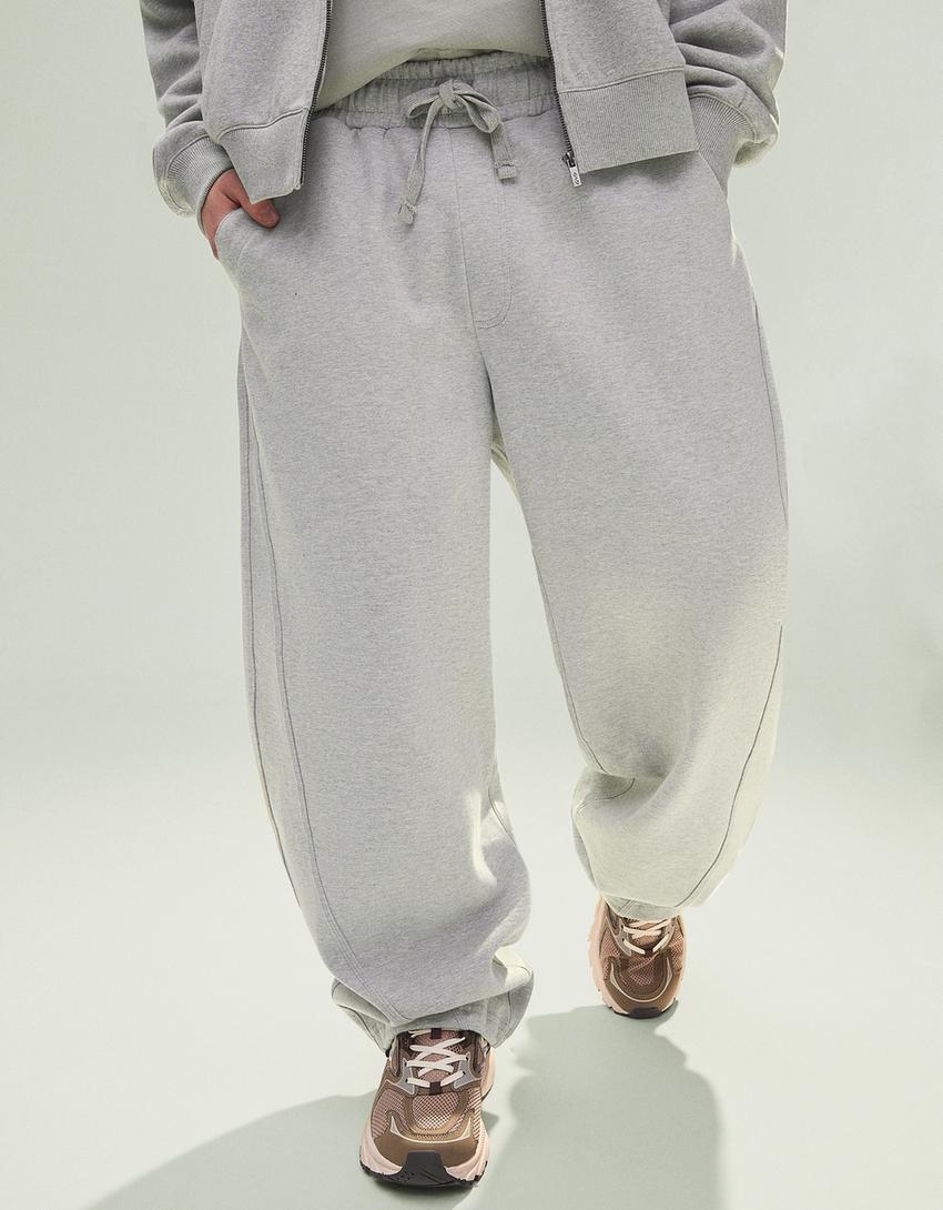 Pantalon balloon fit interlock-Gris