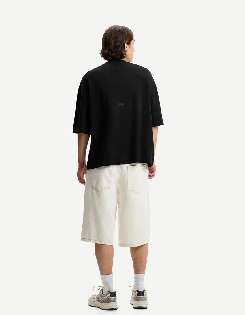 Boxy short sleeve T-shirt-Black