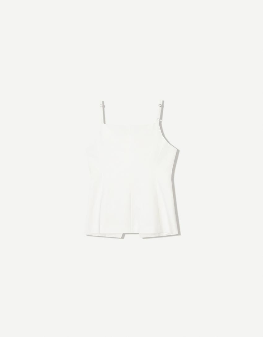 Gilet lungo con scollo quadrato-Avorio