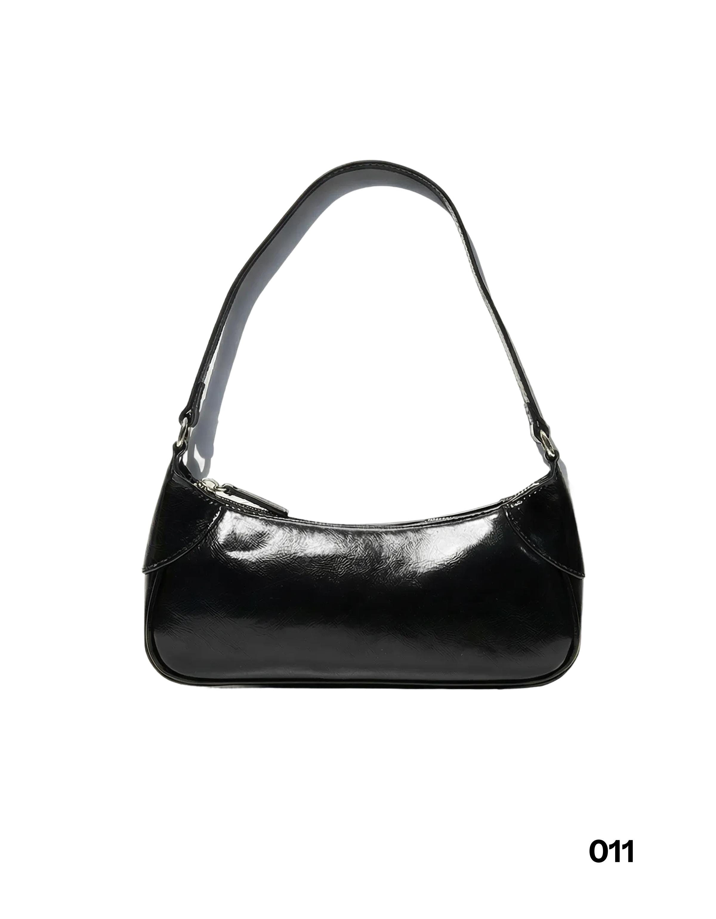 Leather-effect shoulder bag — Black