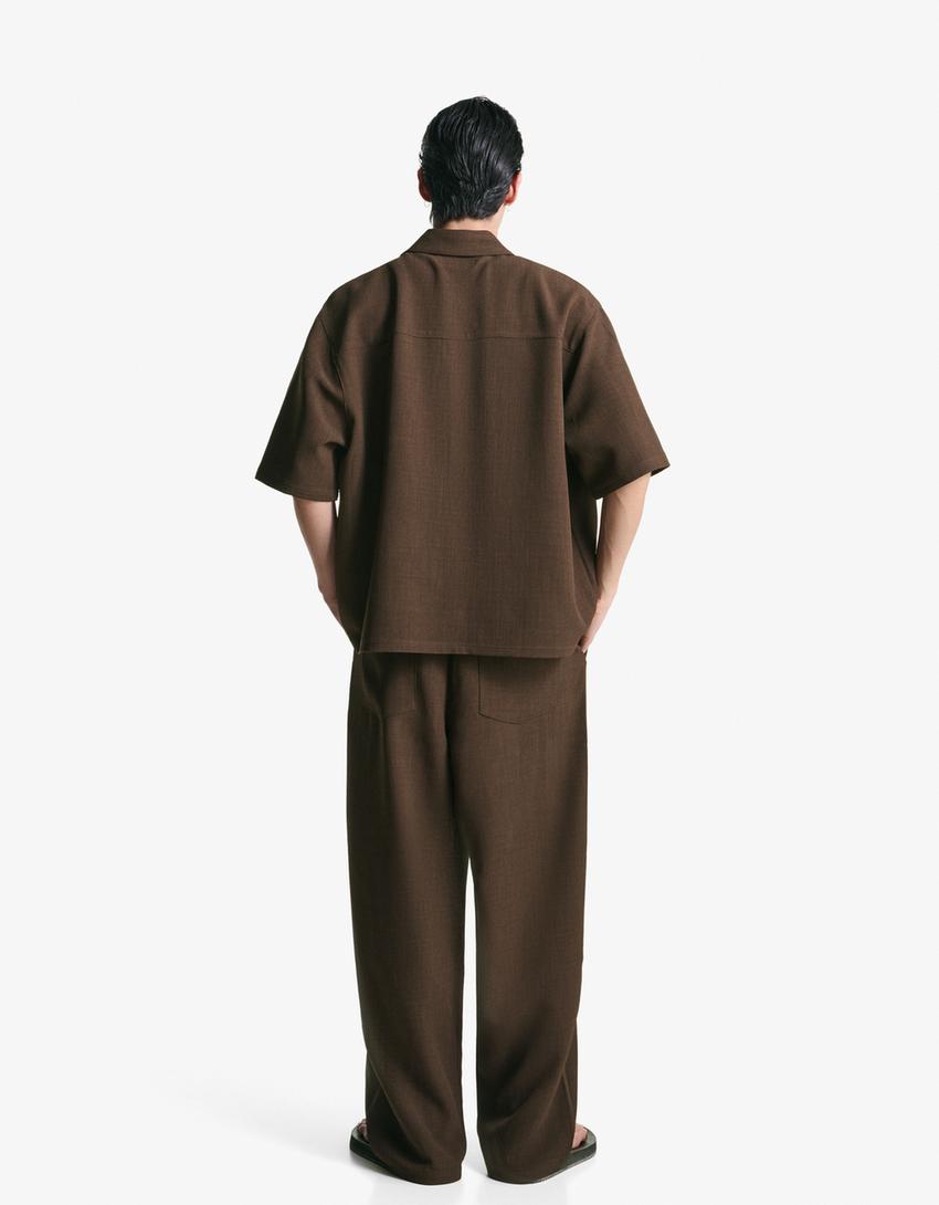 Super baggy tailored trousers-Brown-1