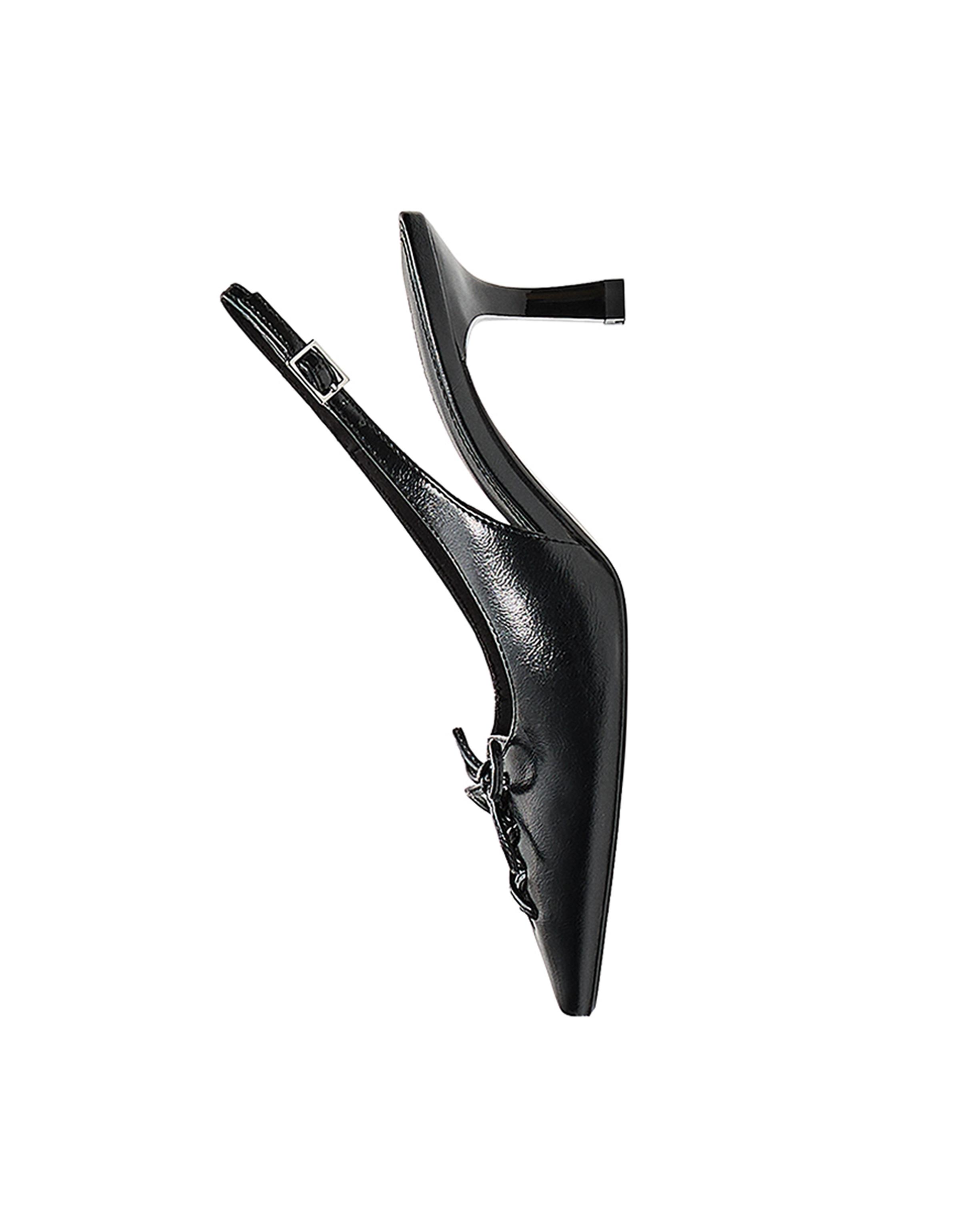 KITTEN HEEL CORSET SHOES — BLACK