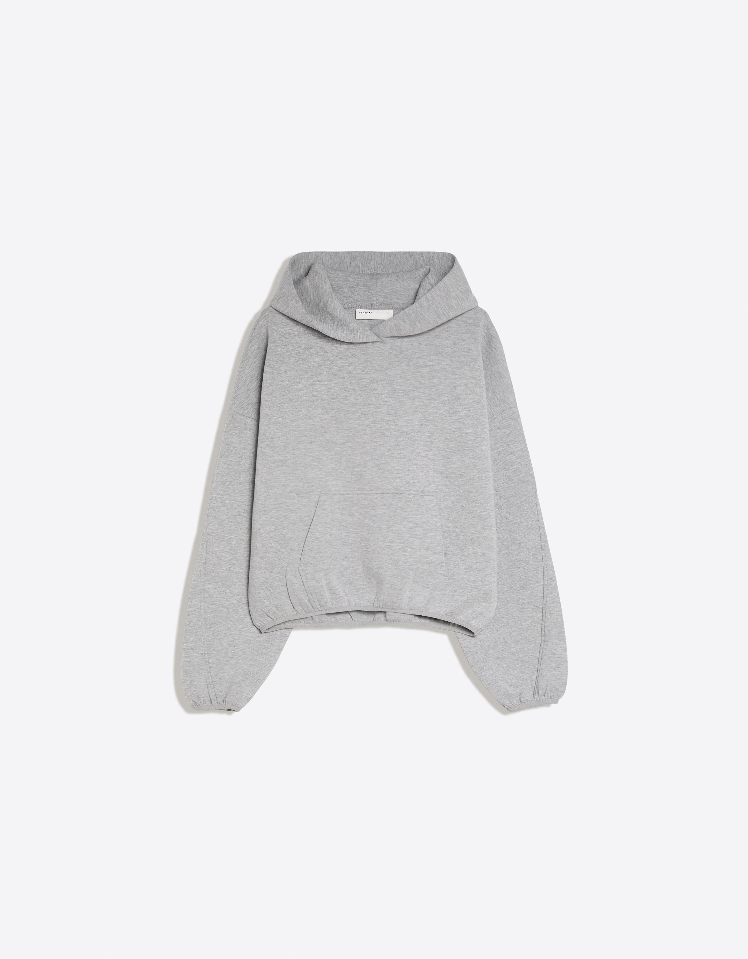 Bershka Scuba kumaş kapüşonlu sweatshirt