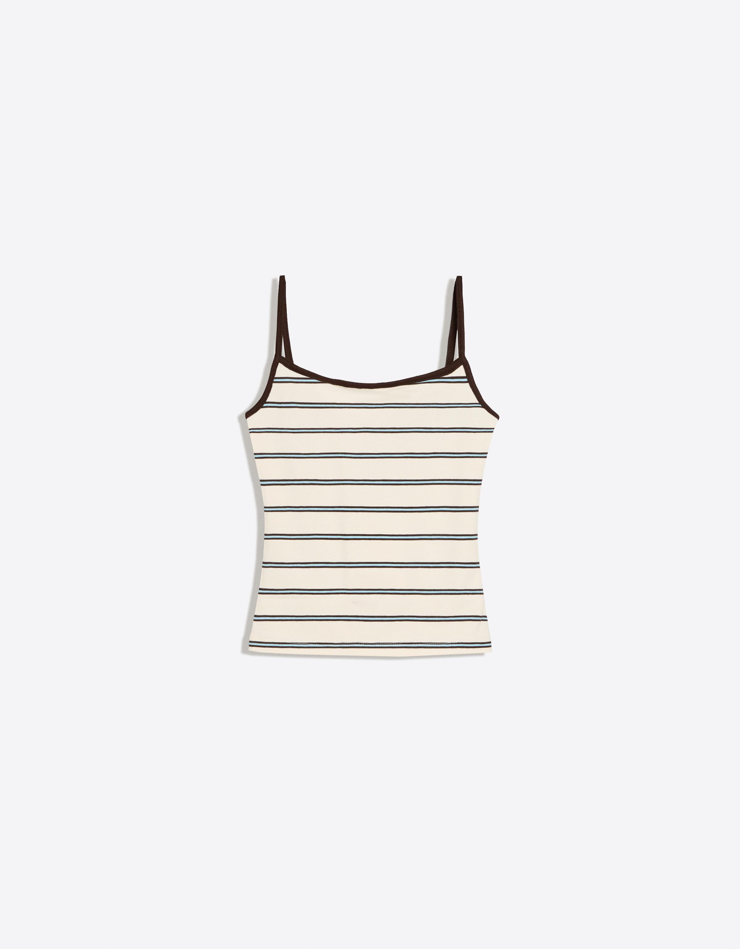 Contrast strappy top — Cream