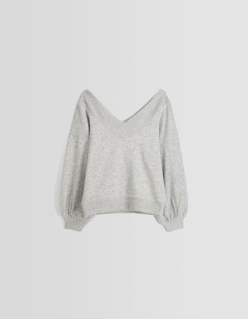Knit trousers and sweater set-Grey