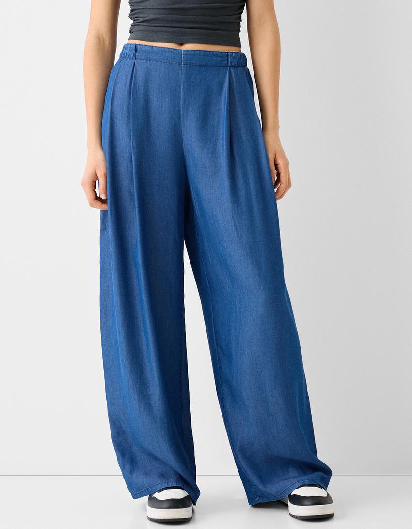 Lyocell culotte jeans-Blue-1