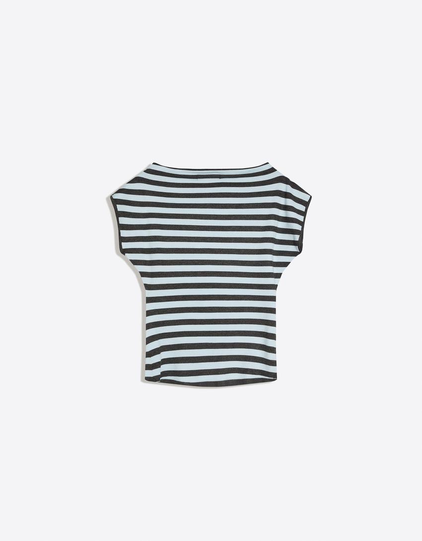 Striped asymmetric top-Blue
