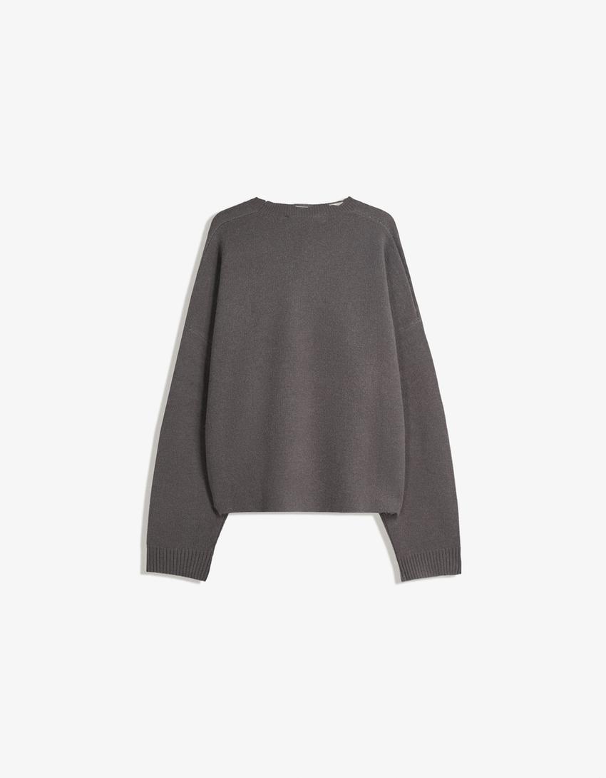 Jacquard-Cropped-Pullover-Grau