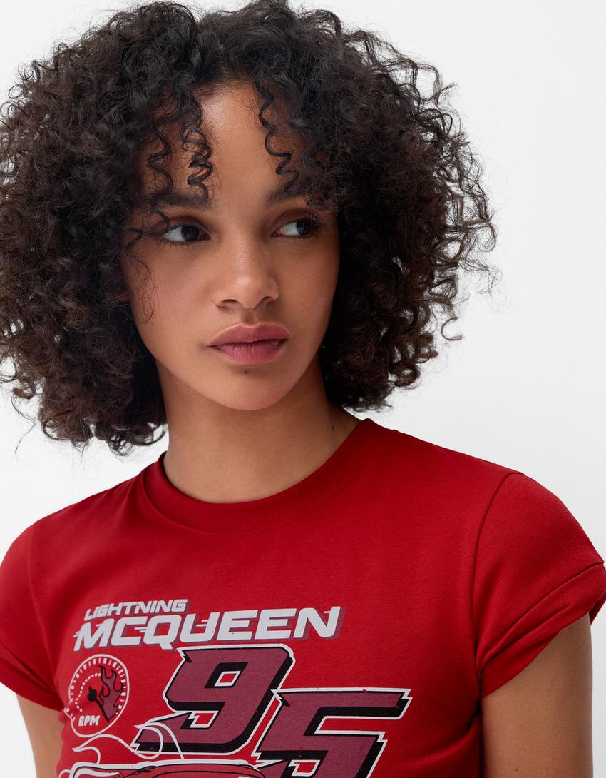 Kısa kollu araba baskılı t-shirt-Kırmızı-5