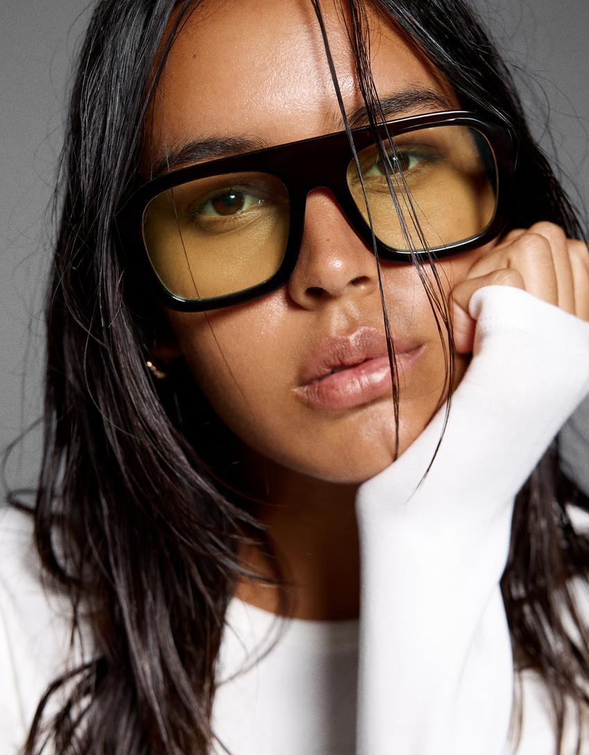 Lunettes à monture en plastique-Vert