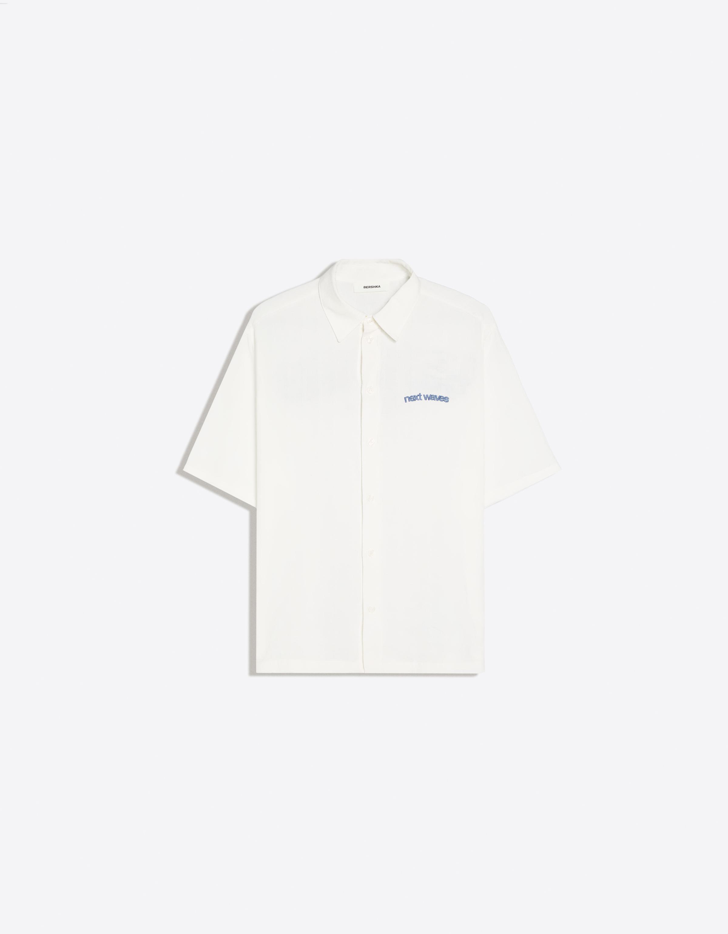 Short sleeve rustic print shirt — White