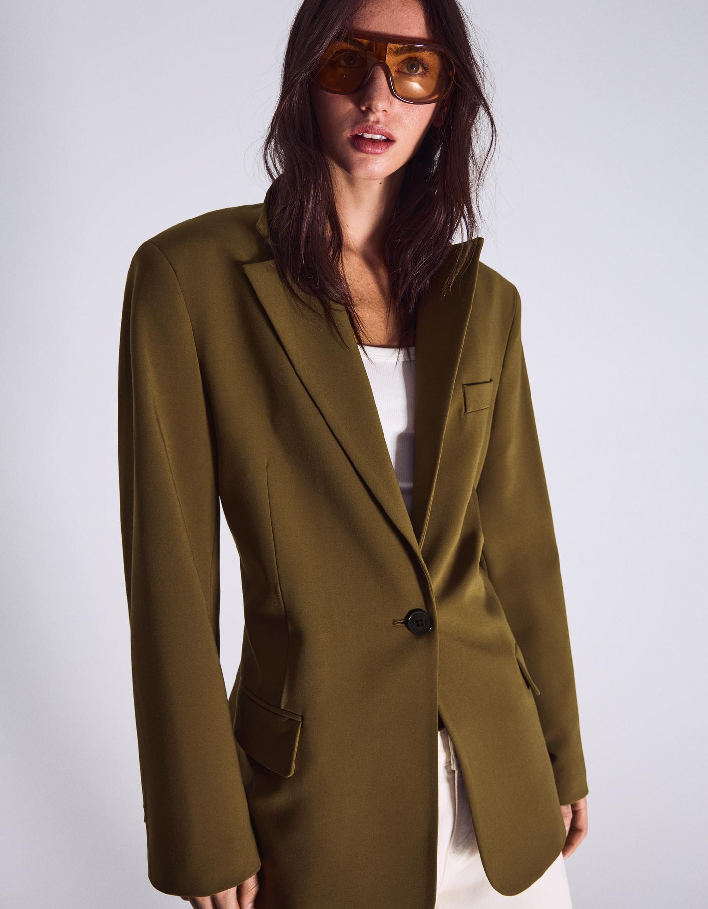 Bershka marynarka z klamrą z tyłu khaki