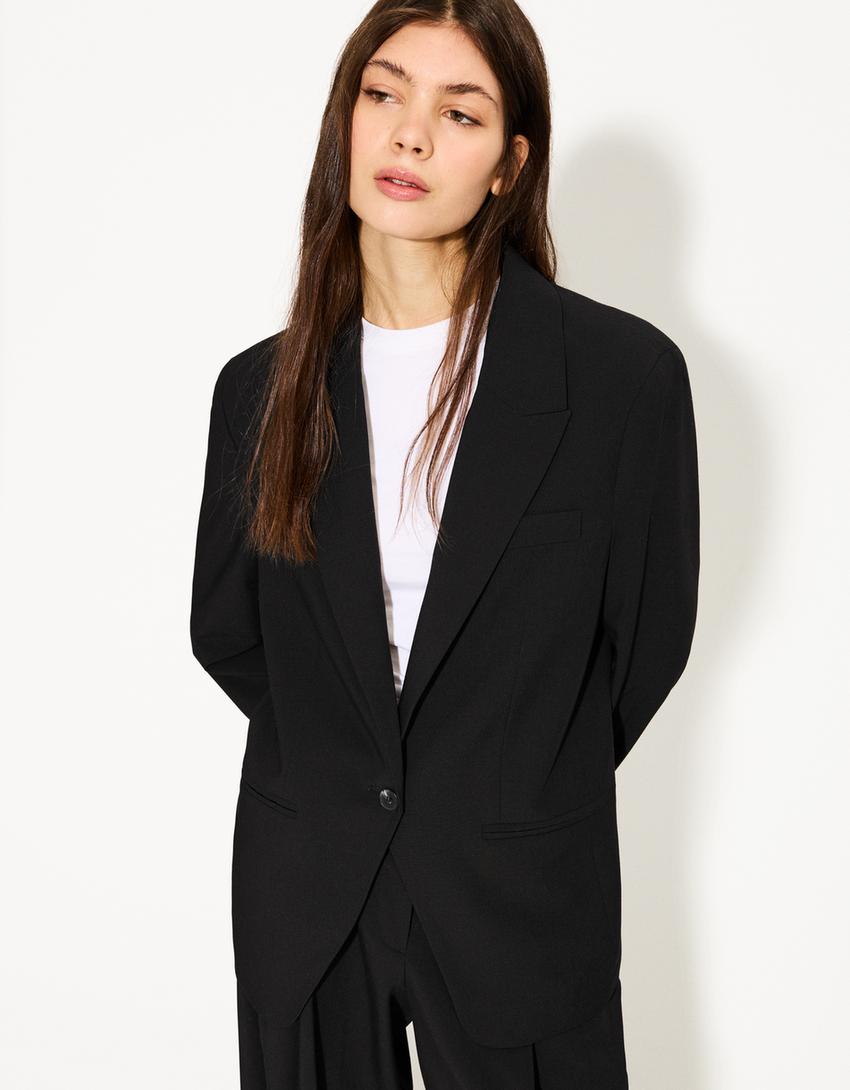 Basic blazer-Zwart