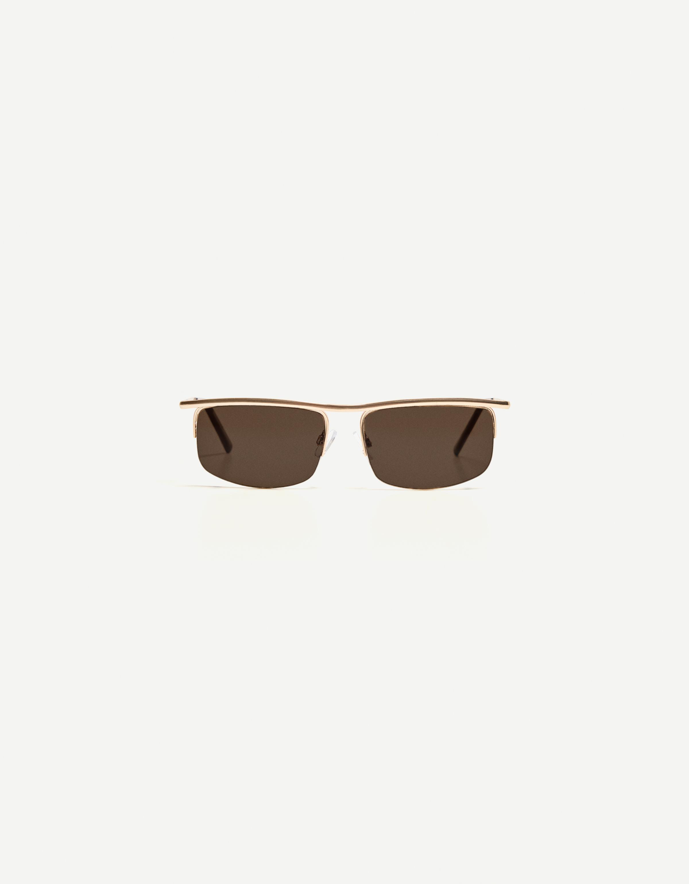 Bershka Metallische Sonnenbrille Herren Braun