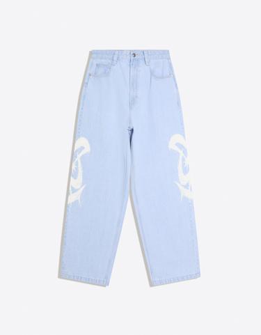Super baggy jeans with side print — Light blue 6