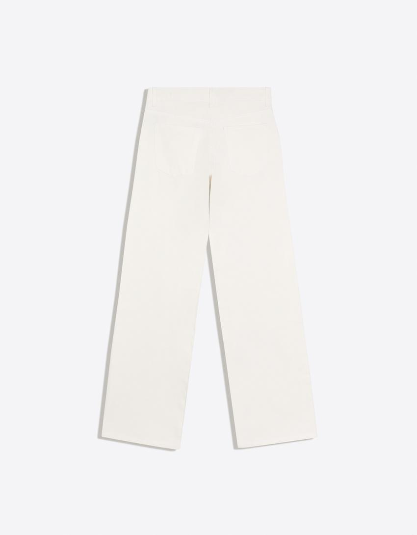 Düşük bel straight fit jean-Beyaz