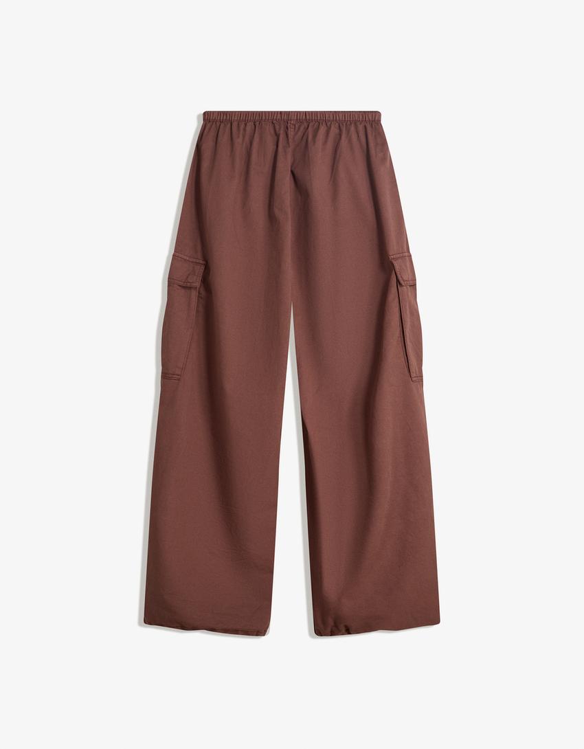 Spodnie cargo parachute-Bordowy