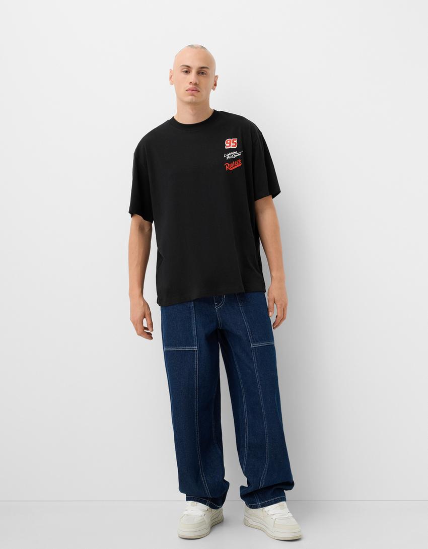 Camiseta Cars manga corta print-Negro