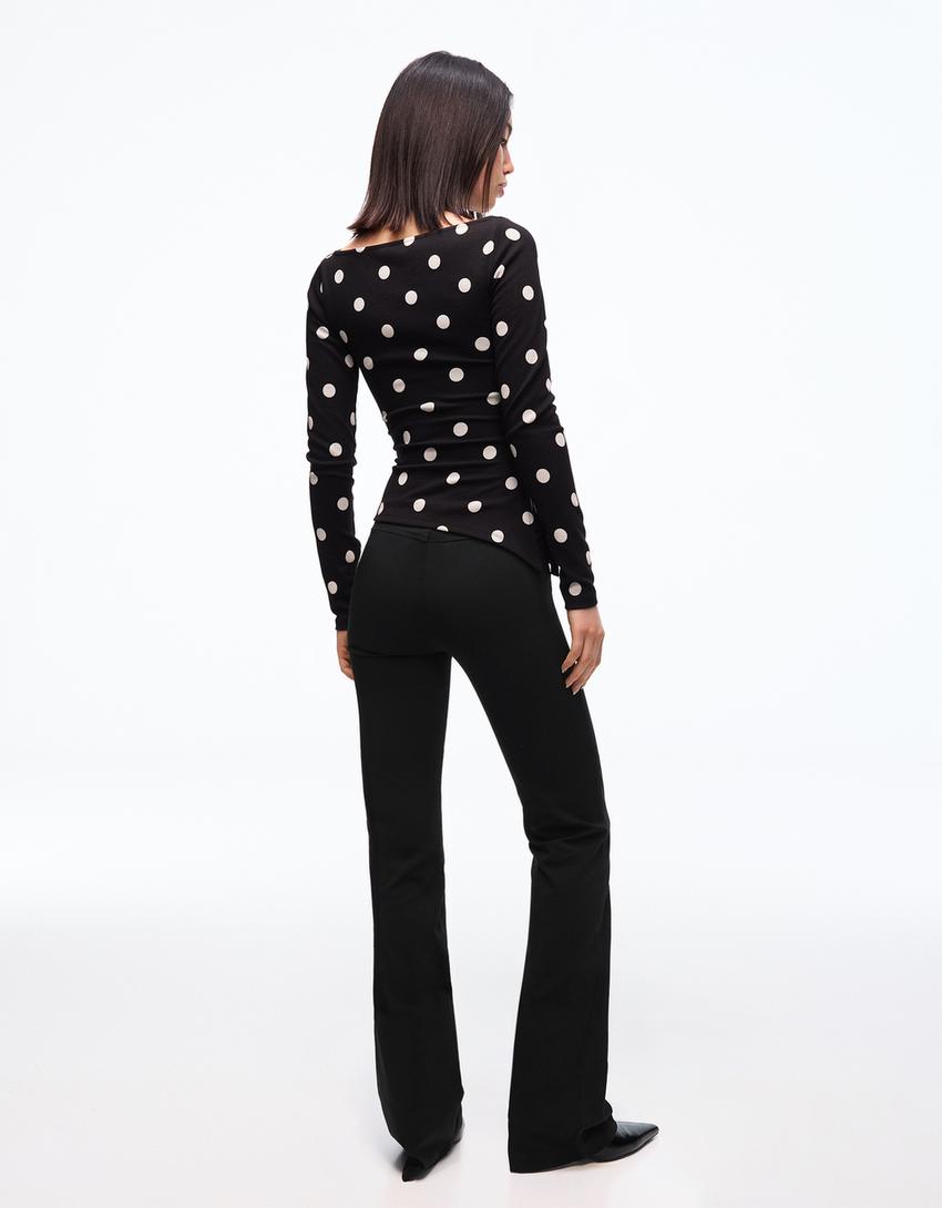 Pantaloni in bengalina con cerniera-Nero