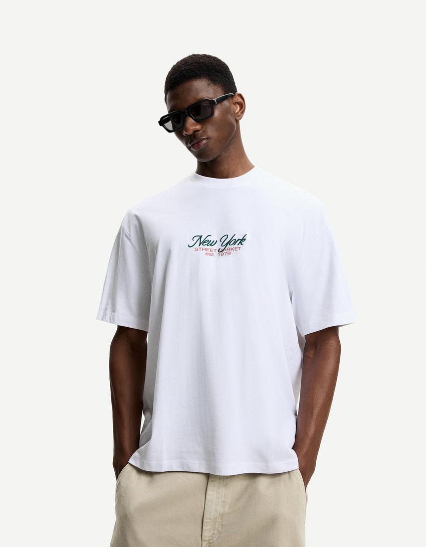 Kortærmet T-shirt med print-Hvid-0