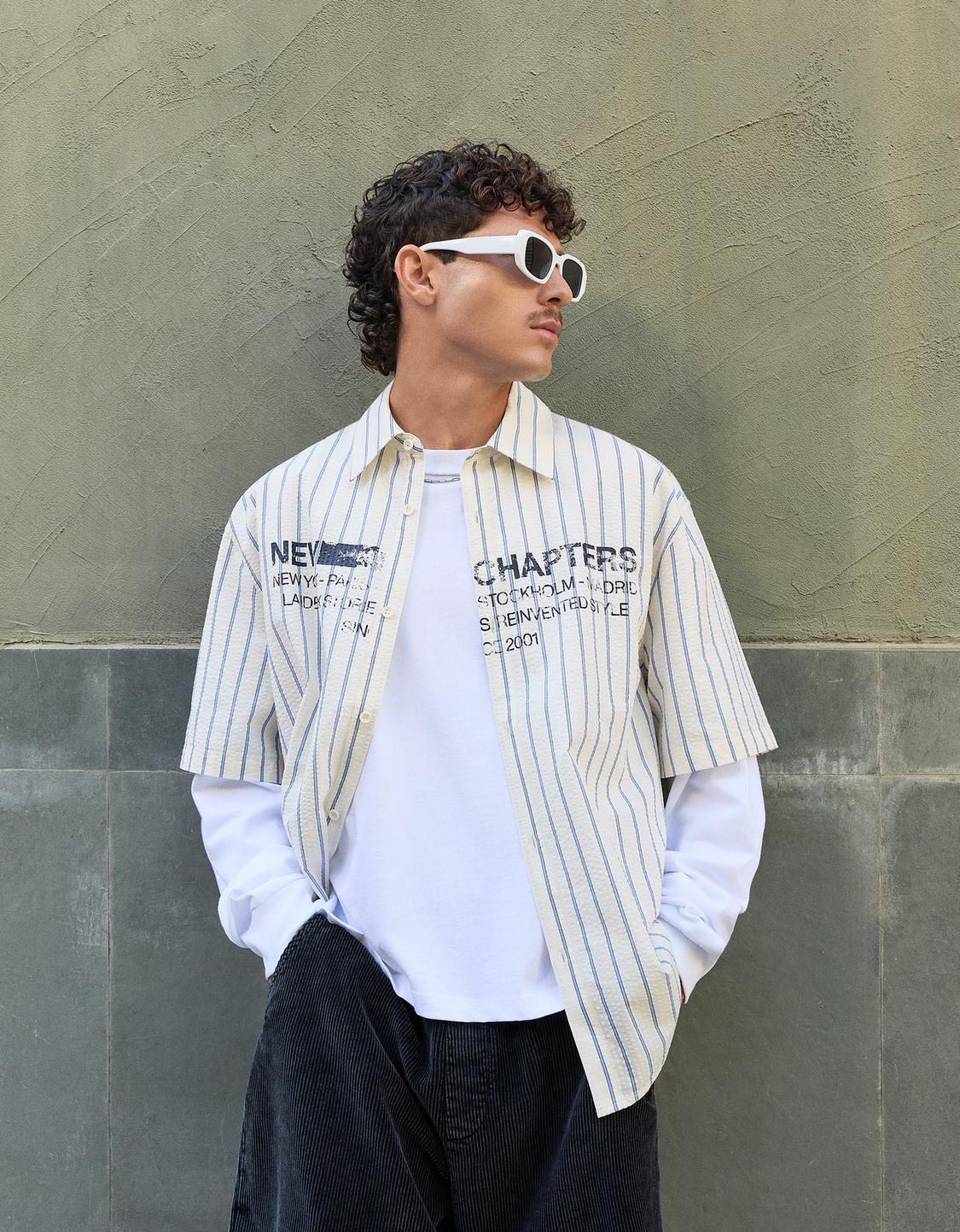 Printed short sleeve oversize fit shirt