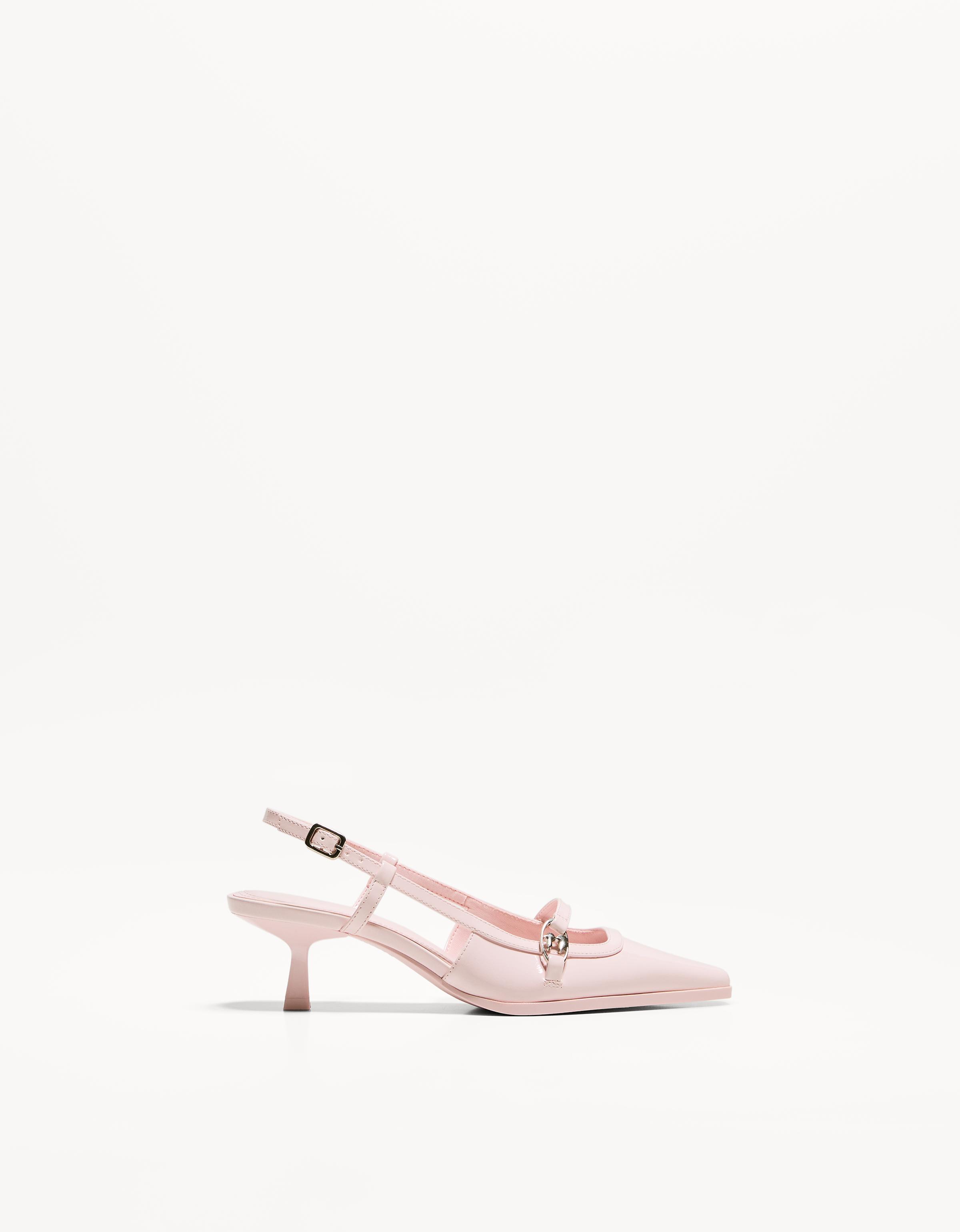 Bershka Absatzschuhe Mit Kitten-Heels Und Nieten Damen 37 Rosa