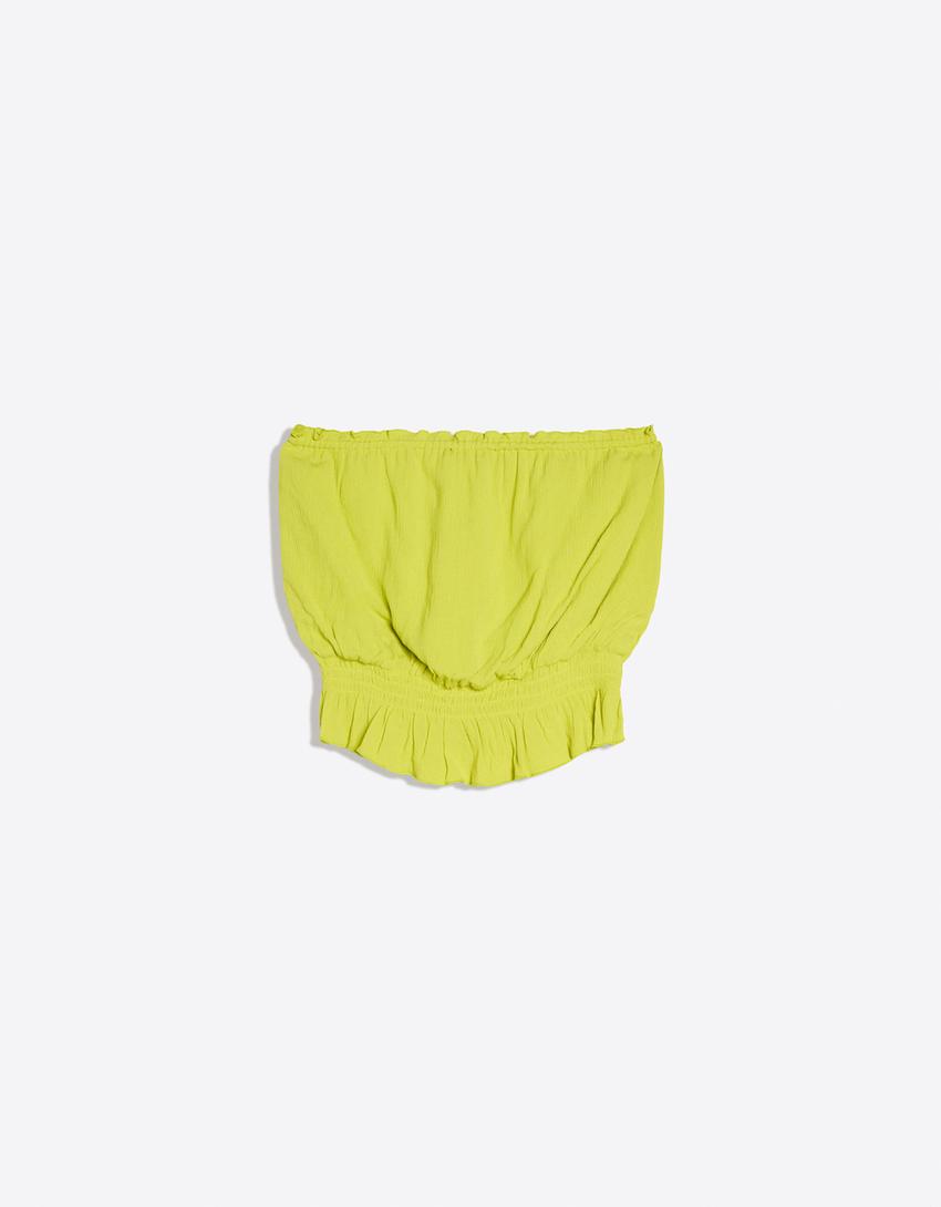 Top bandeau crêpe froncé-Vert