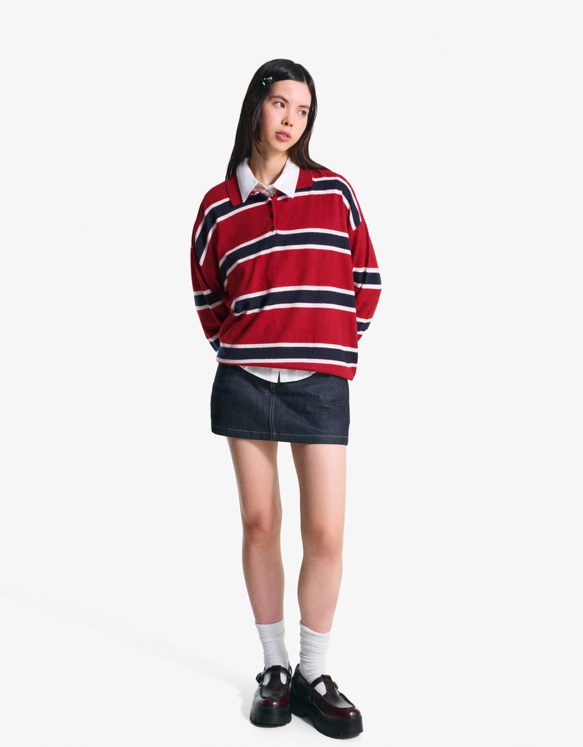 Camisola gola de polo-Vermelho