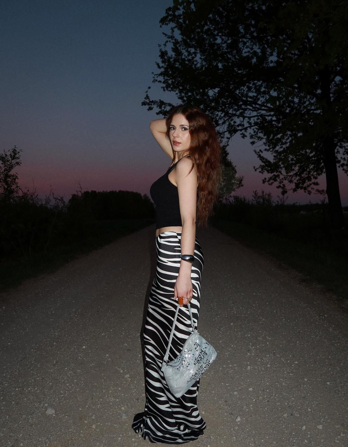 Animal print midi skirt