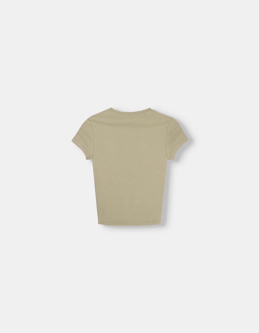 Short sleeve crew neck T-shirt-Khaki-6
