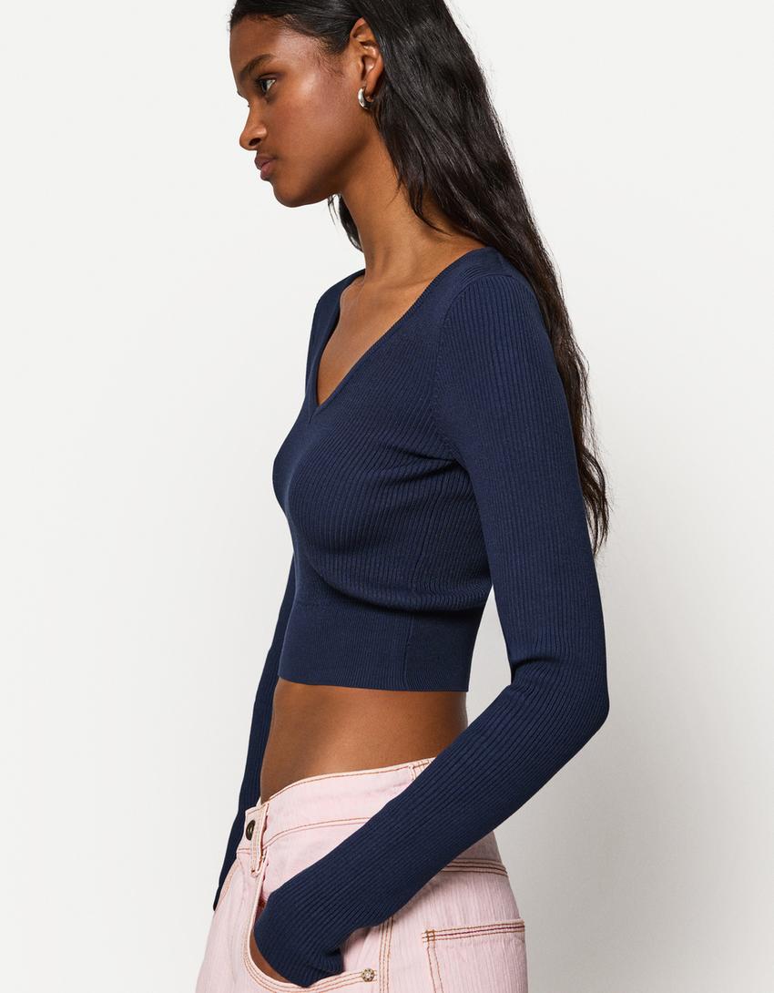 Jersey cuello pico-Azul-0
