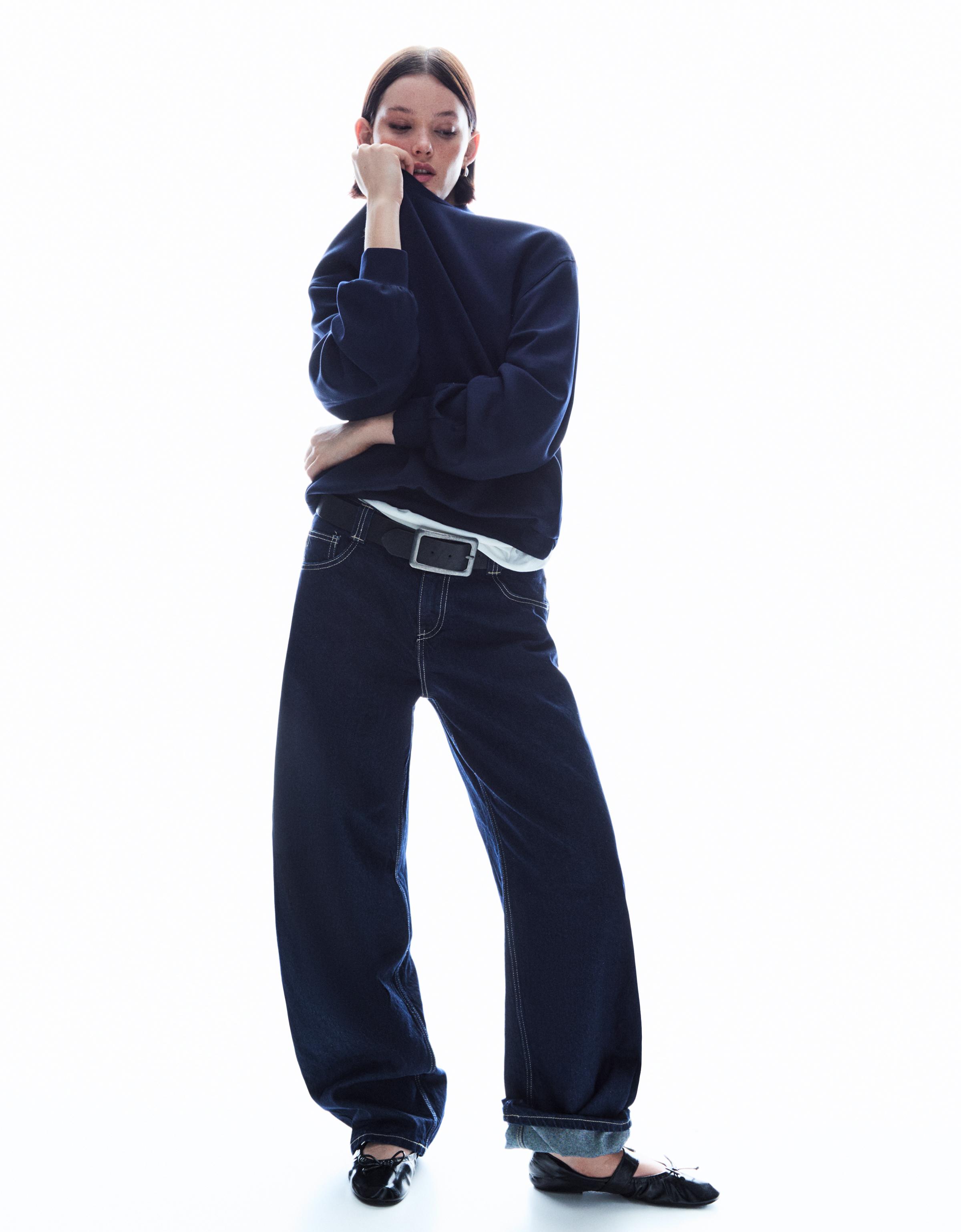 Oversize round neck sweatshirt — Navy