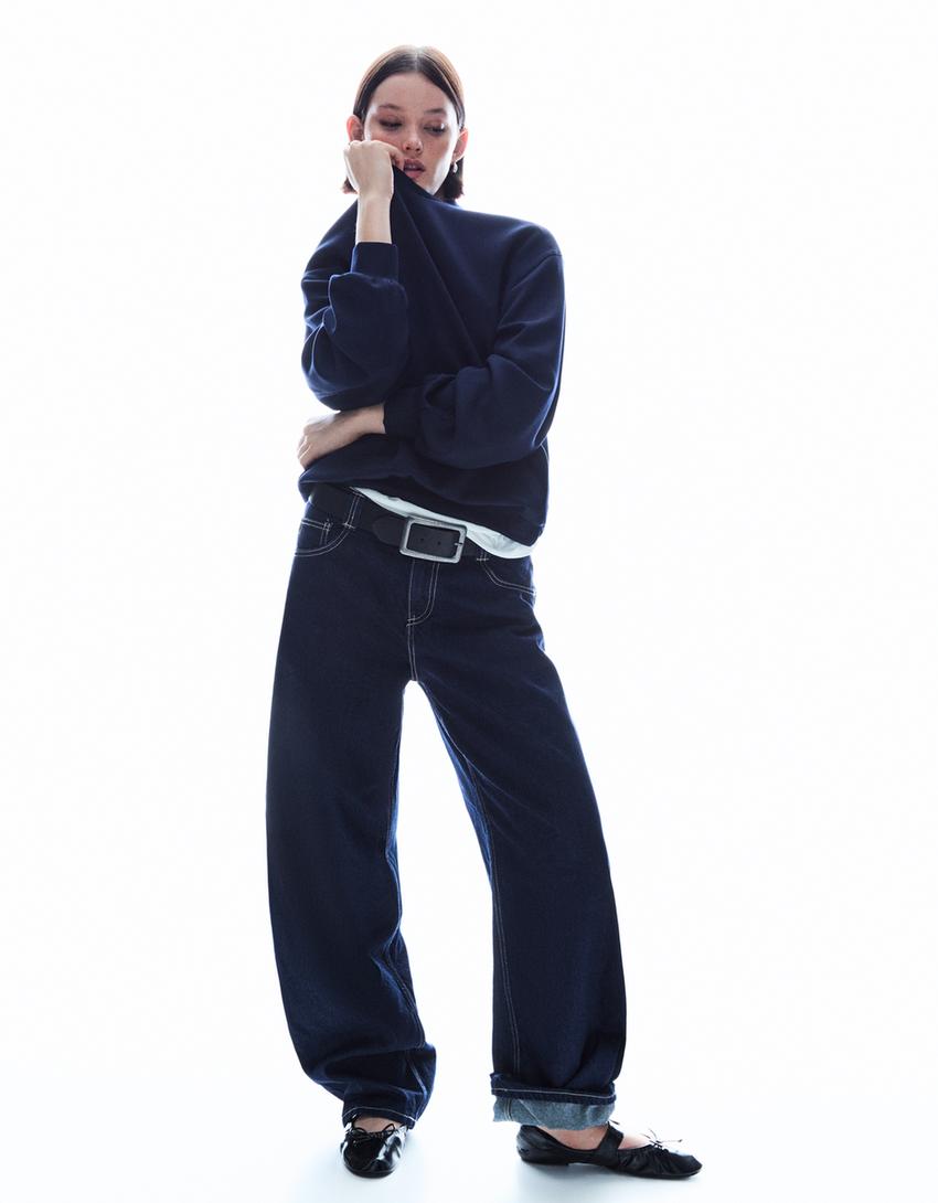 Oversize soft modal blend sweatshirt-Navy