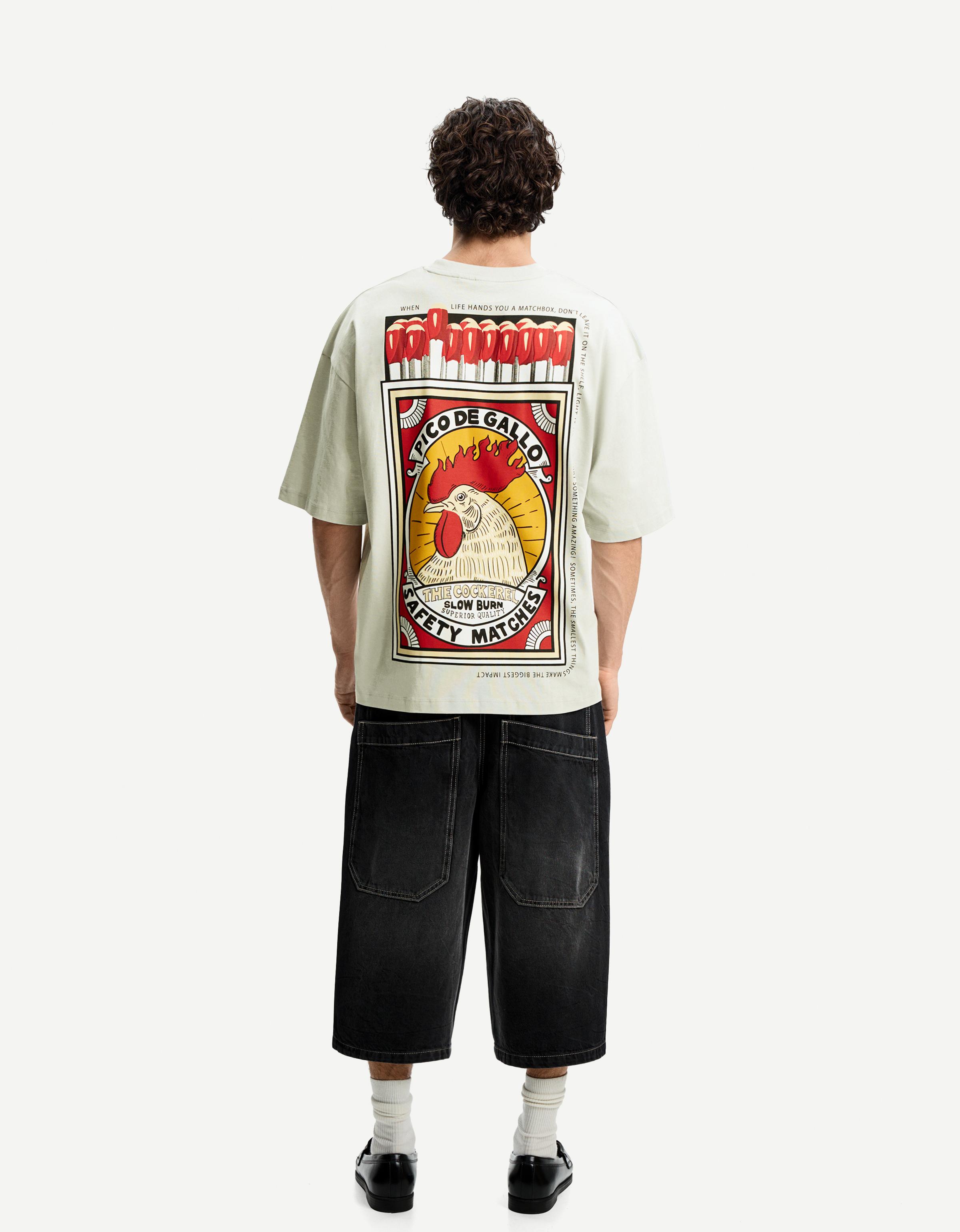 Printed short sleeve oversize T-shirt - T-shirts - Men | Bershka