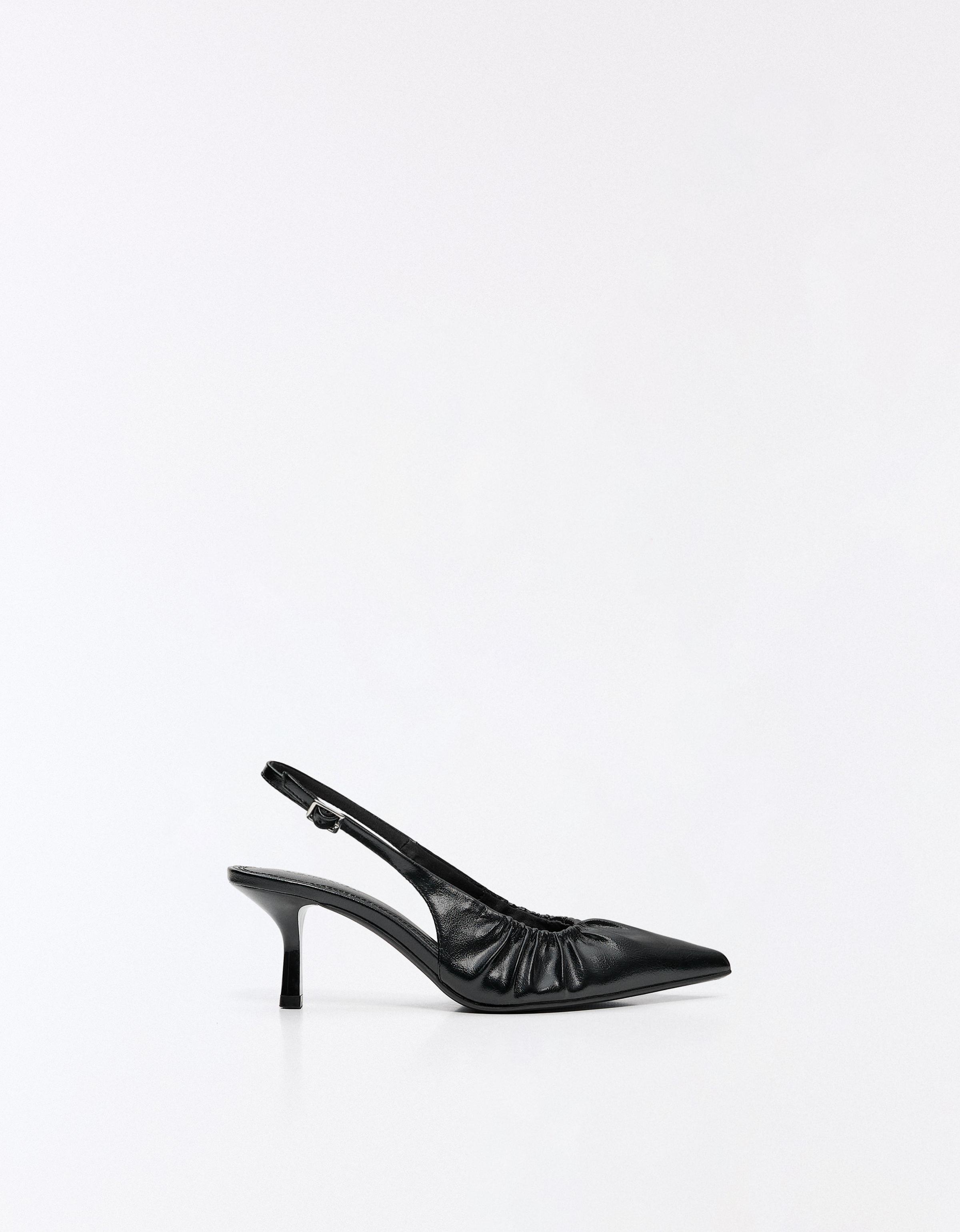 Bershka Marszczone Czółenka Kitten Heel Kobieta 35 Czarny