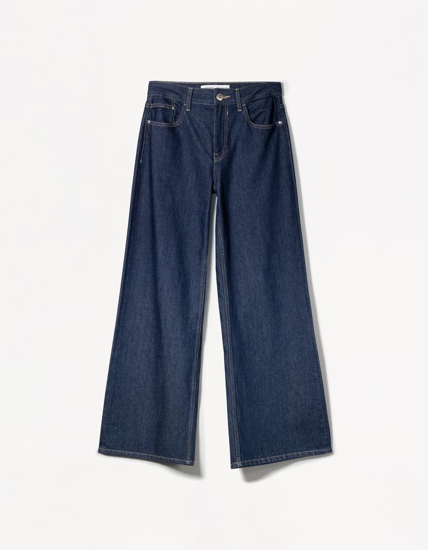 Set cazadora y jeans wide leg-Marino-4