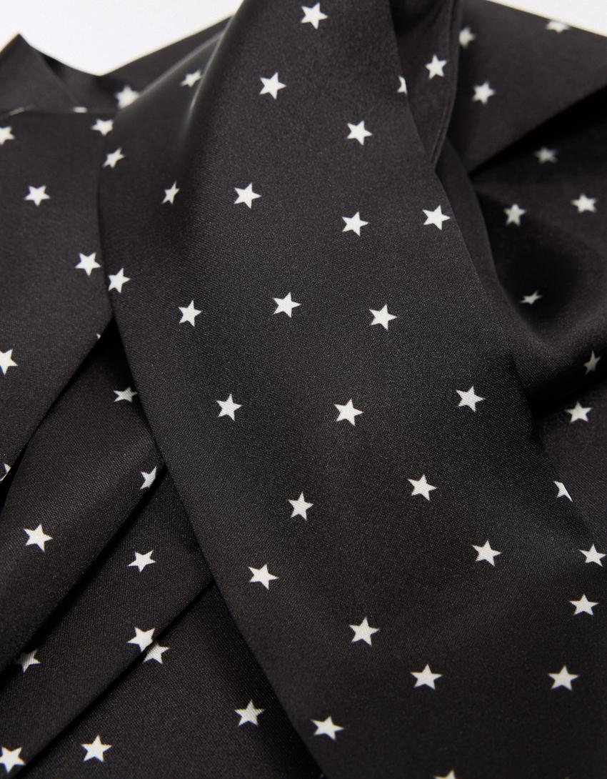 Foulard stile cravatta a stelle-Nero