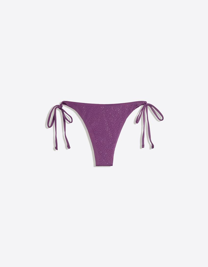 Bas de bikini tanga strass-Violet