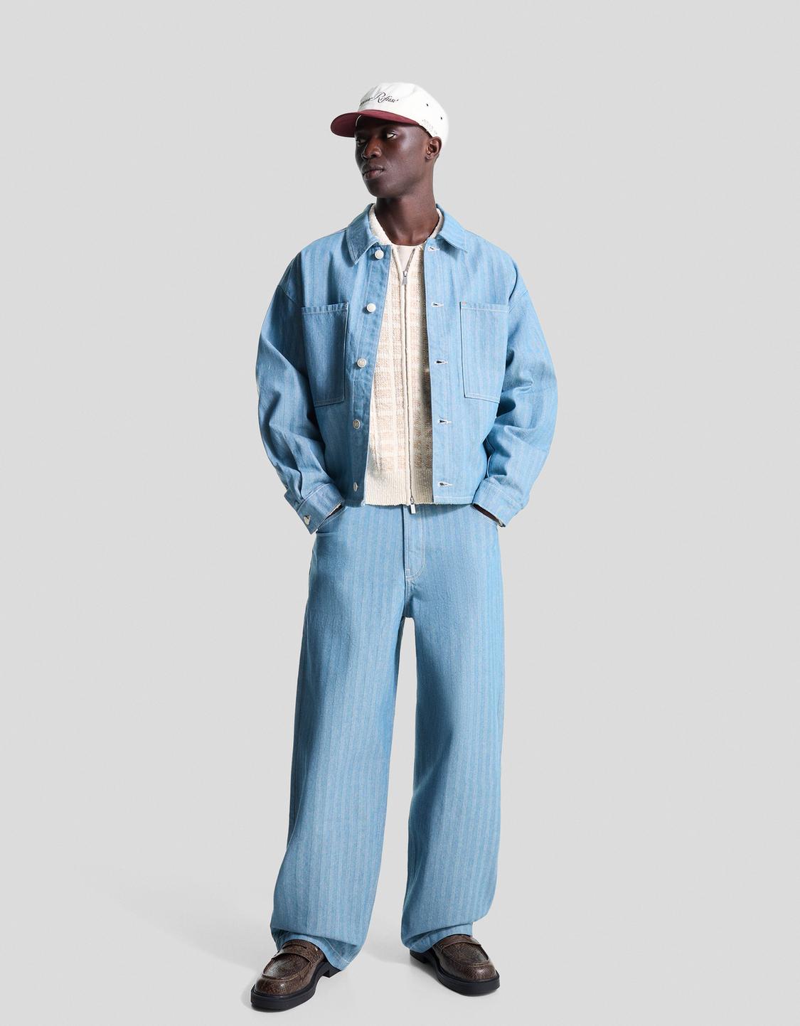 Striped denim jacket