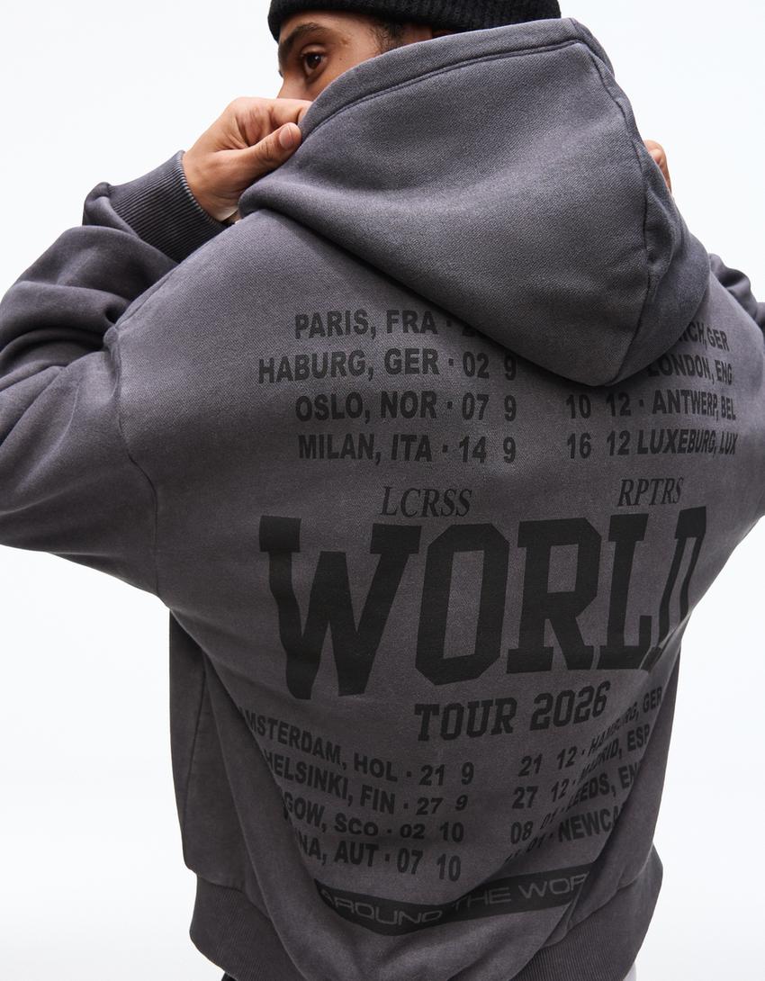 ג'קט רוכסן בגזרה מרובעת עם הדפס-אפור