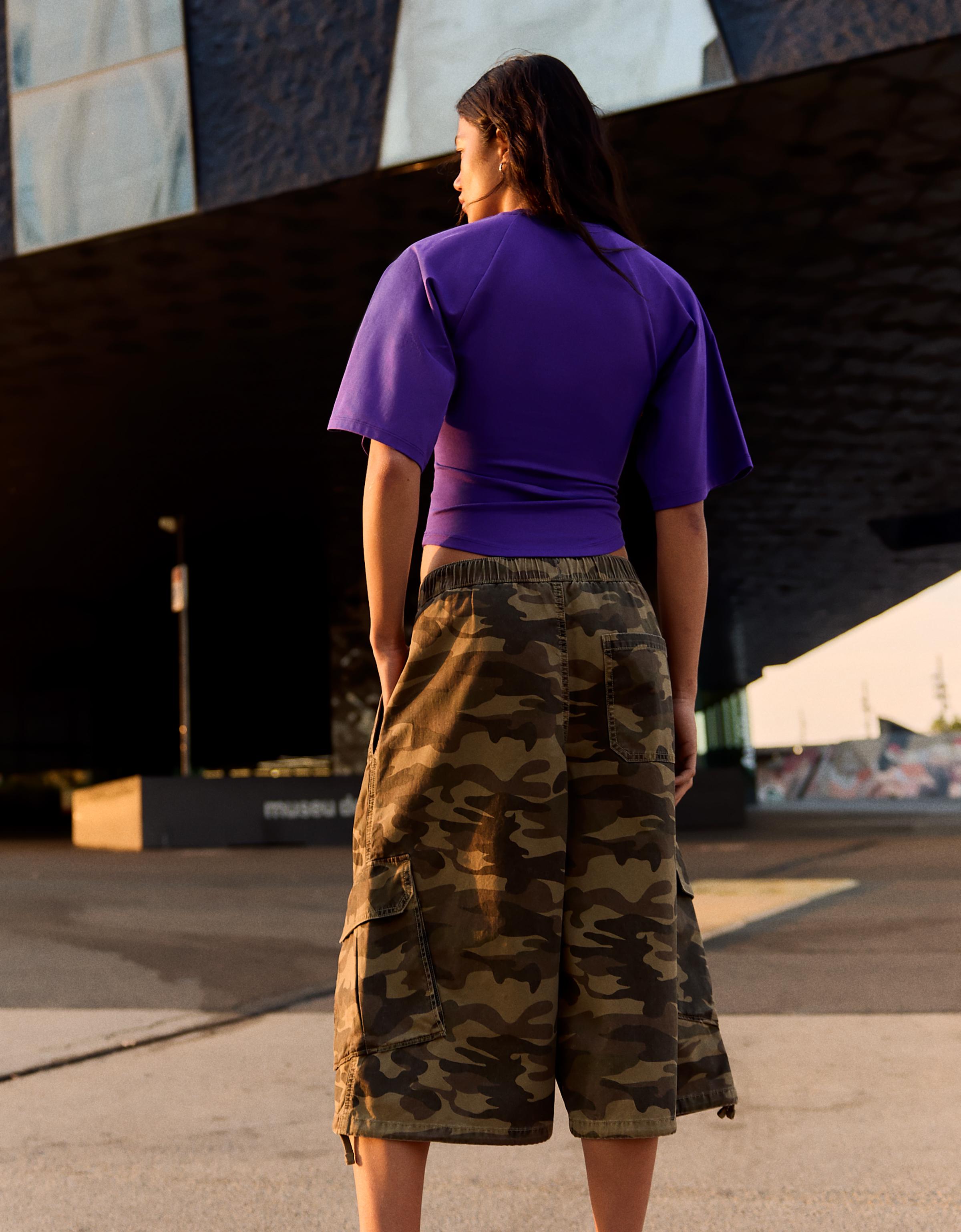 Corset-effect print T-shirt — Violet