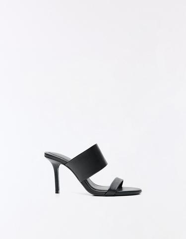 MULE HEELED SANDALS — BLACK 1