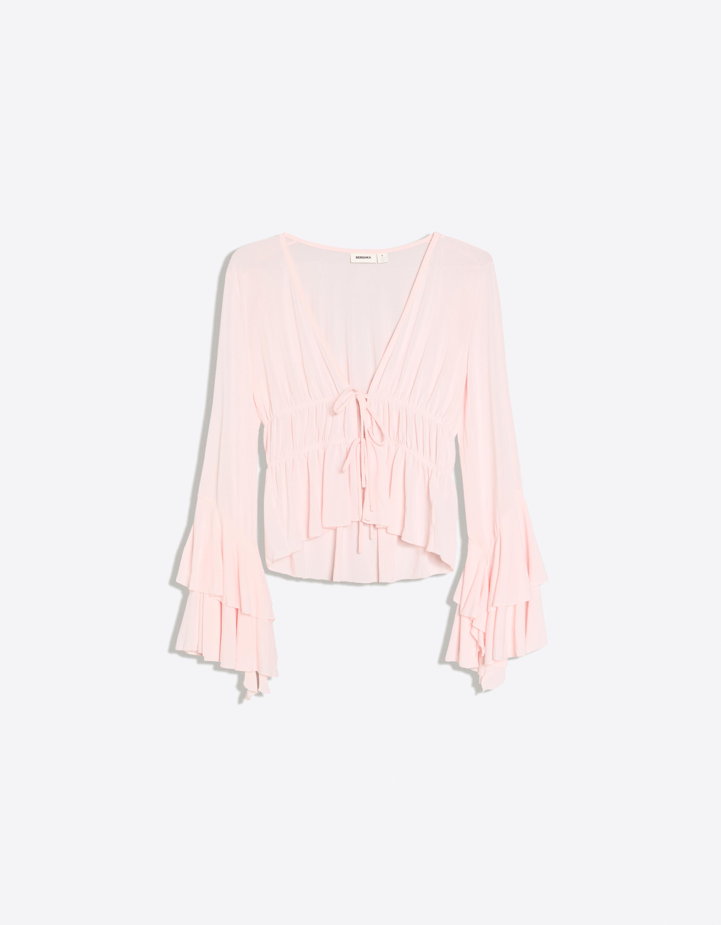Flowy frilled T-shirt — Pink