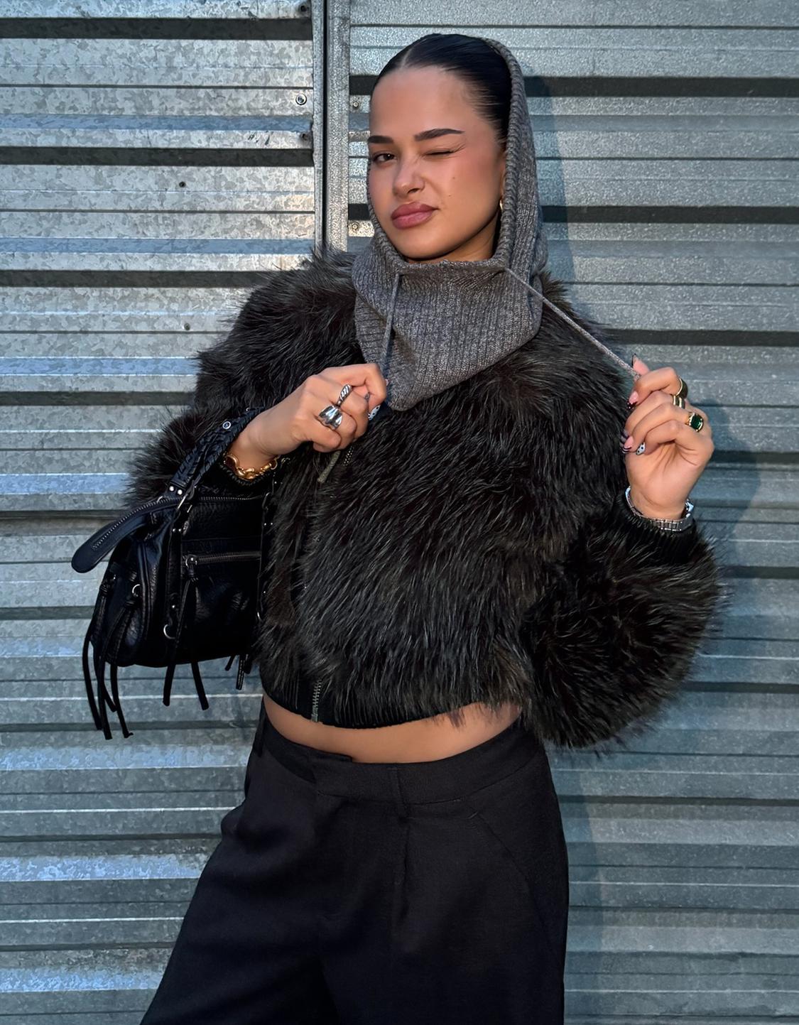 Zip-up faux fur jacket