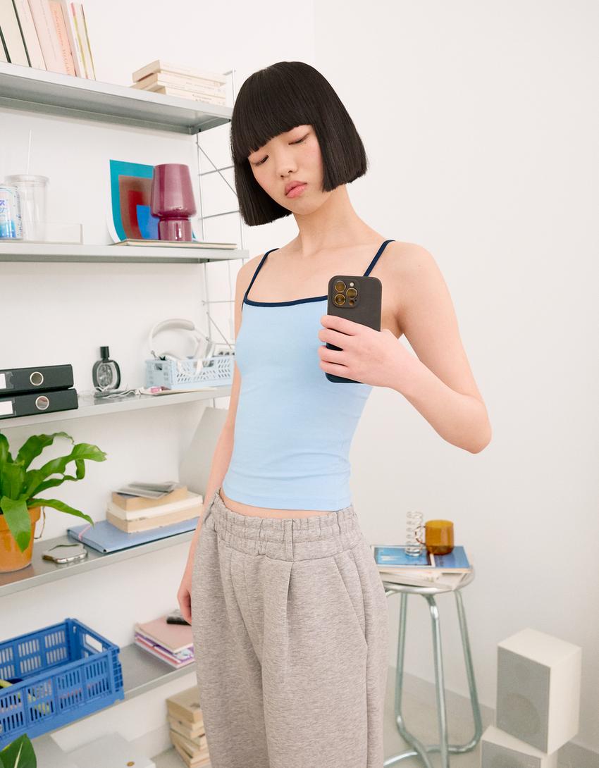Strappy top-Light blue-1