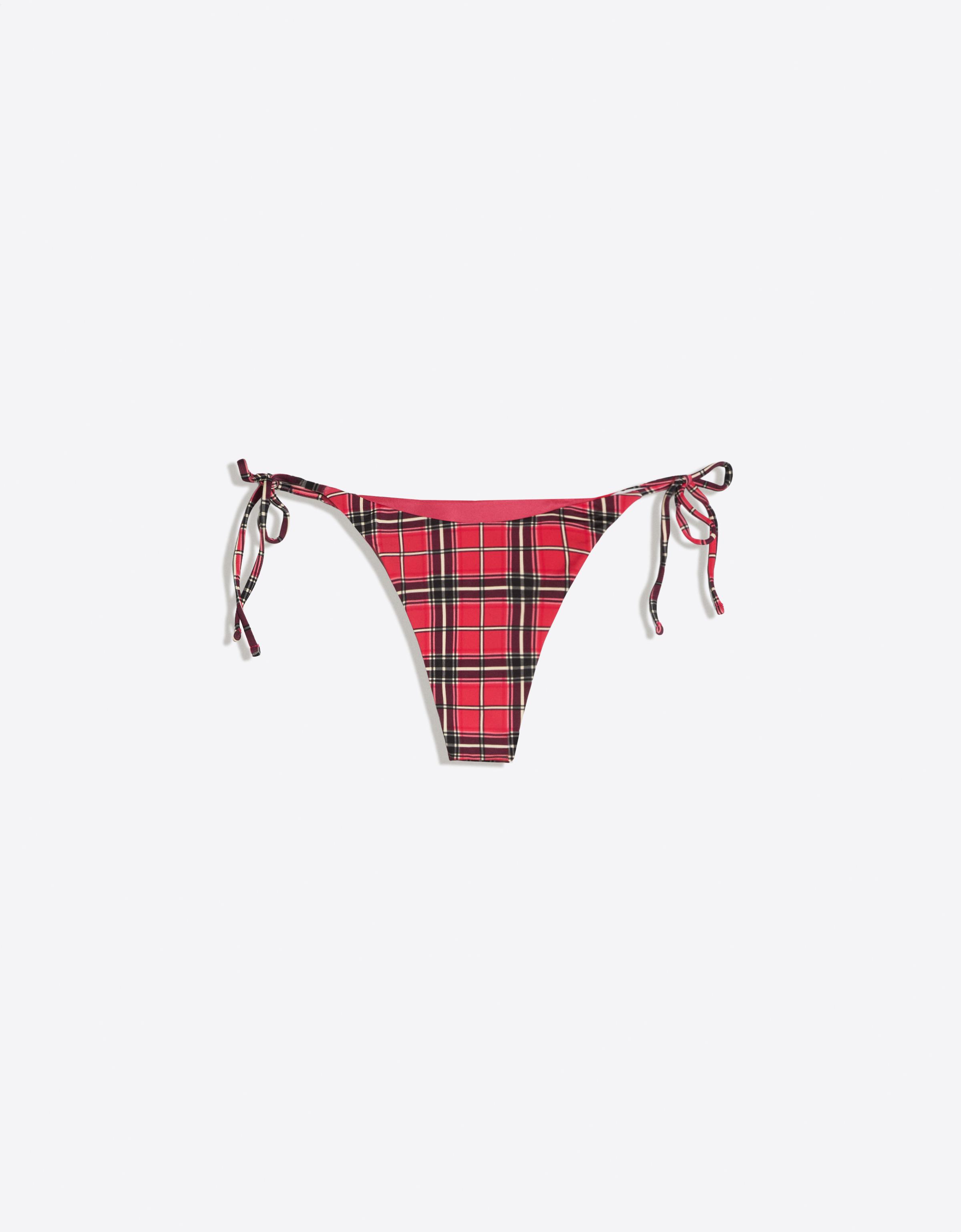 Gingham bikini briefs — Red