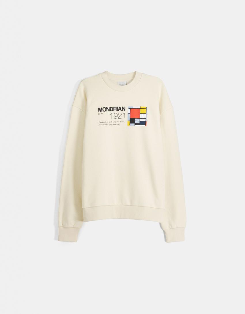 Piet Mondrian print sweatshirt-Cream-4