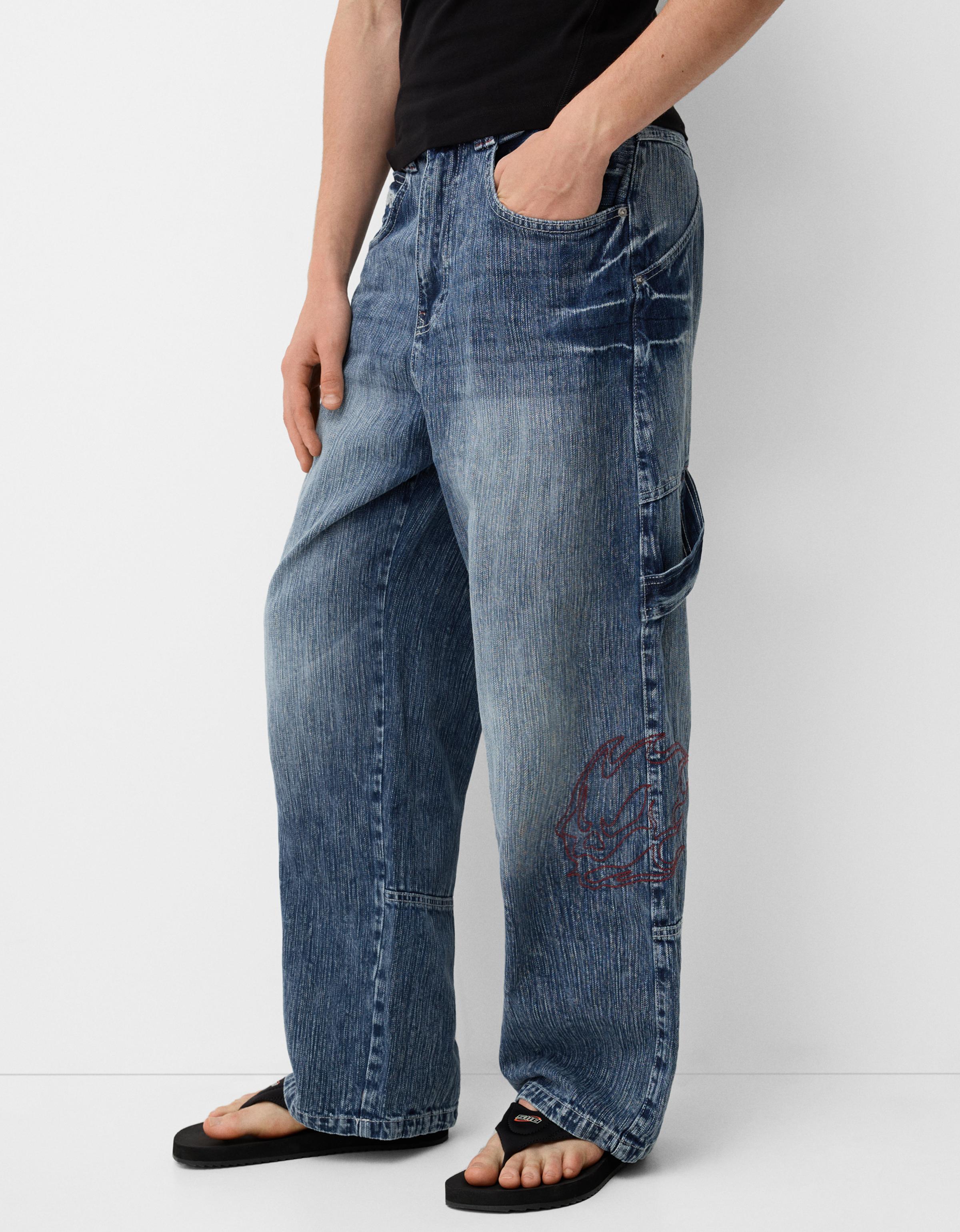 Bershka Jeans Bershka X No Fear Im Super-Baggy-Stil Herren 34 Blau