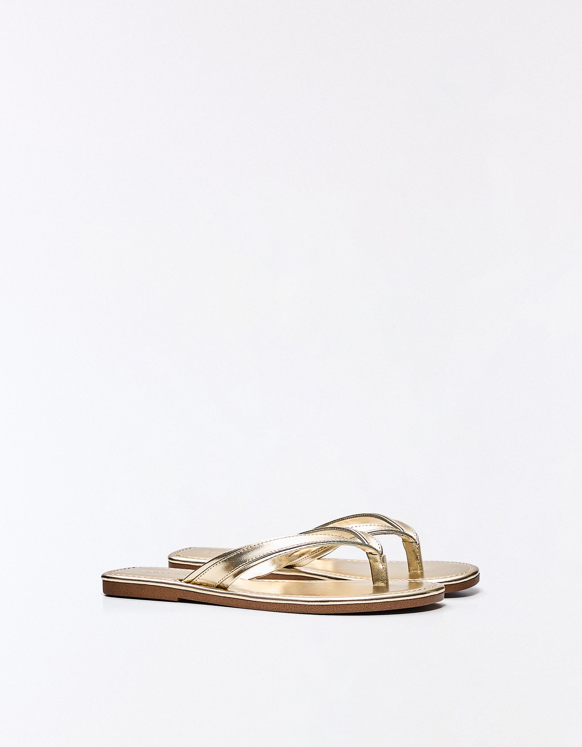 FLAT THONG SANDALS — Gold