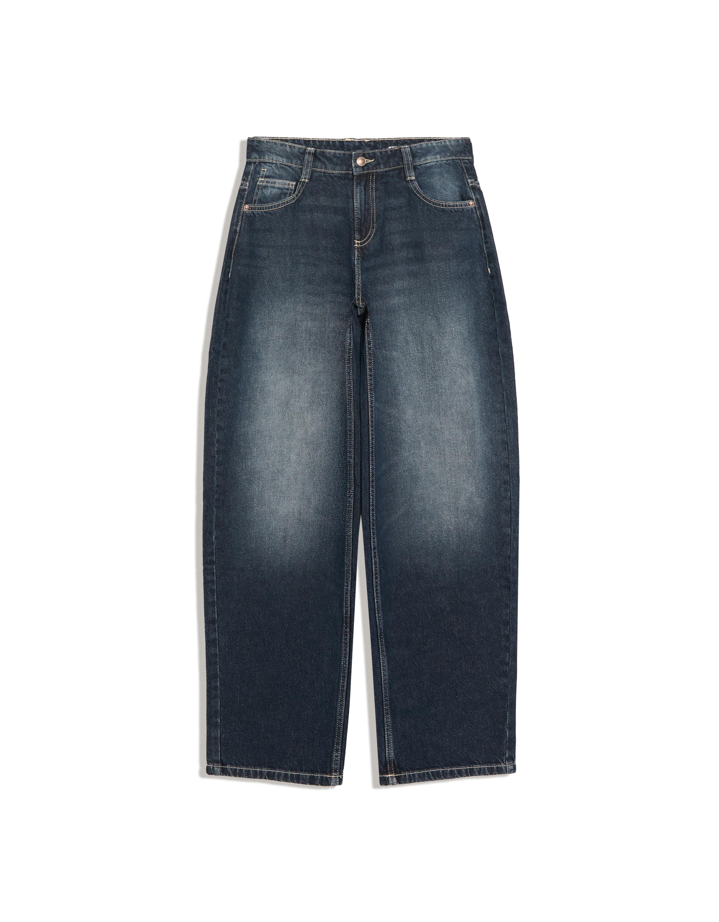 Low-rise baggy barrel jeans — Dark blue